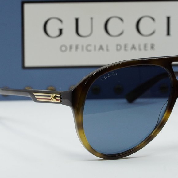 FINAL PRICE NEW GUCCI GG1286S 004 VINTAGE HAVANA/BLUE SUNGLASSES - Picture 4 of 9